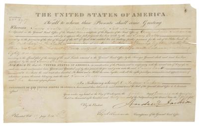 Lot #112 Andrew Jackson Document Signed as President - Image 1