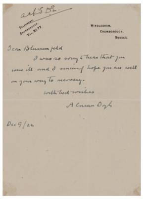 Lot #546 Arthur Conan Doyle Autograph Letter Signed - Image 1