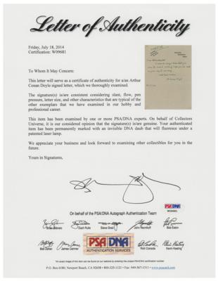 Lot #546 Arthur Conan Doyle Autograph Letter Signed - Image 2