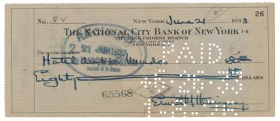 Lot #497 Ernest Hemingway Signed Check - Image 1