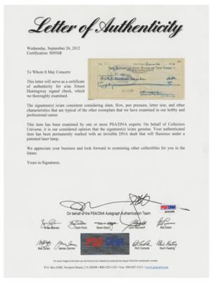 Lot #497 Ernest Hemingway Signed Check - Image 2