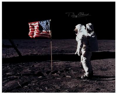 Lot #367 Buzz Aldrin Signed Oversized Photograph - Image 1