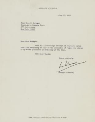 Lot #592 Georges Simenon (2) Typed Letters Signed - Image 1