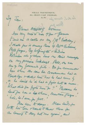 Lot #580 W. Somerset Maugham: Maugham sends thanks to an Oscar-winning actress for a telegram sent on his 