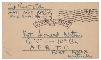 Lot #603 Thornton Wilder: War-dated letter from Wilder during officer training—