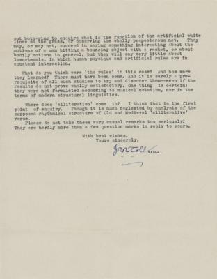 Lot #520 J. R. R. Tolkien Typed Letter Signed - Image 2