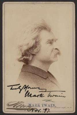 Lot #482 Samuel L. Clemens: Brilliant 1897 portrait of Clemens, signed boldly with his famed pen name, 
