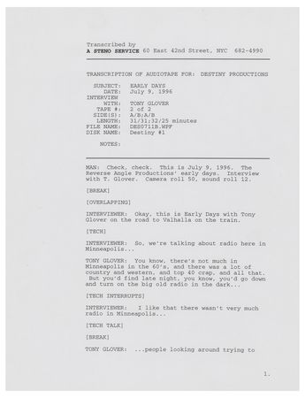 Lot #5072 Bob Dylan: Tony Glover Interview Transcript for 'No Direction Home' - Image 2