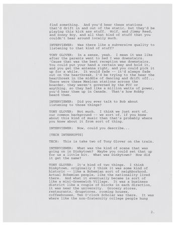 Lot #5072 Bob Dylan: Tony Glover Interview Transcript for 'No Direction Home' - Image 3