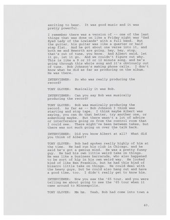 Lot #5072 Bob Dylan: Tony Glover Interview Transcript for 'No Direction Home' - Image 6