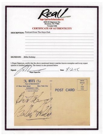 Lot #5170 Billie Holiday Signature - Image 3