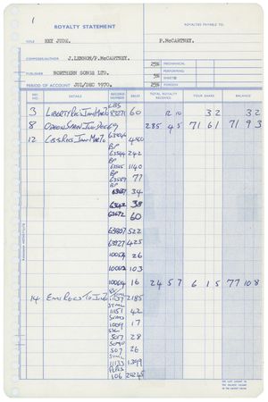 Lot #5056 Beatles: Lennon and McCartney (4) Royalty Statements - Image 2