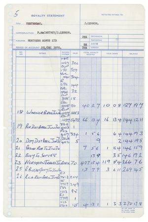 Lot #5056 Beatles: Lennon and McCartney (4) Royalty Statements - Image 4