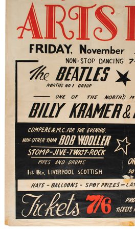Lot #5002 Beatles 1962 Tower Ballroom 'Arts Ball' Poster  - Image 6