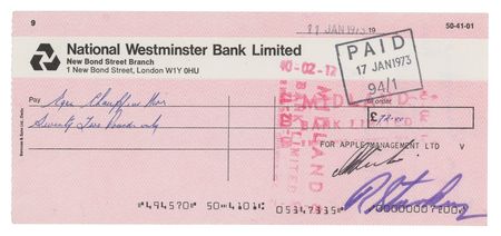 Lot #5040 Beatles: Ringo Starr Signed Check