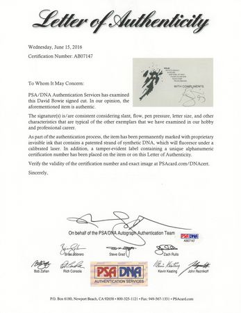 Lot #5236 David Bowie Signed Isolar Card - Image 2