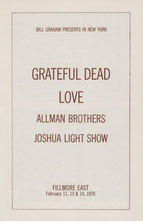 Lot #5290 Grateful Dead, Allman Brothers, and Peter Green 1970 Fillmore East Program - Image 1