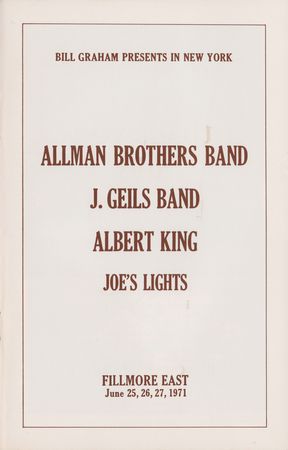 Lot #5232 Allman Brothers June 26th 1971 Fillmore East Ticket Stub and Program - Image 2