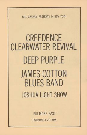 Lot #5285 Creedence Clearwater Revival and Deep Purple 1968 Fillmore East Program - Image 2