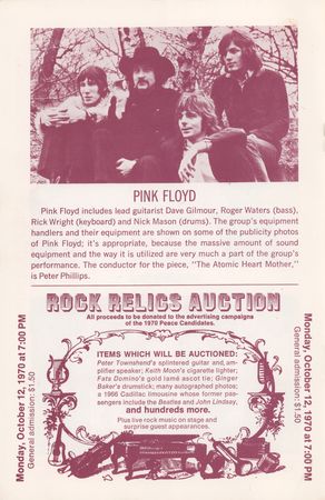 Lot #5158 Pink Floyd 1970 Fillmore East Program - Image 1