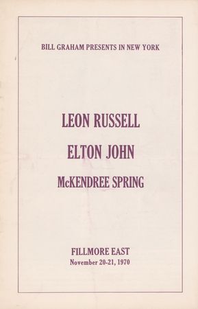 Lot #5296 Elton John 1970 Fillmore East Program - Image 2