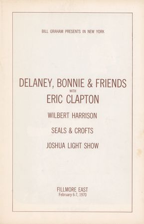 Lot #5283 Eric Clapton 1970 Fillmore East Program - Image 1