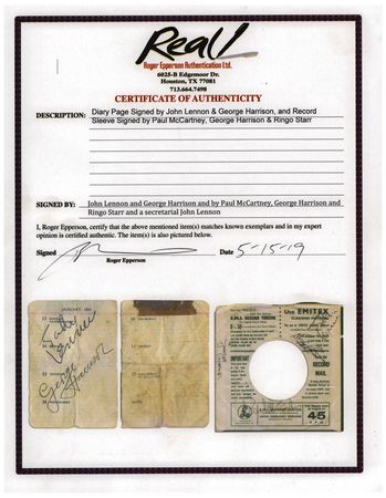 Lot #5015 Beatles Signed 45 RPM Record Sleeve - Image 2