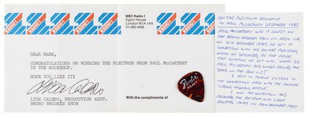 Lot #5030 Beatles: Paul McCartney's Guitar Pick