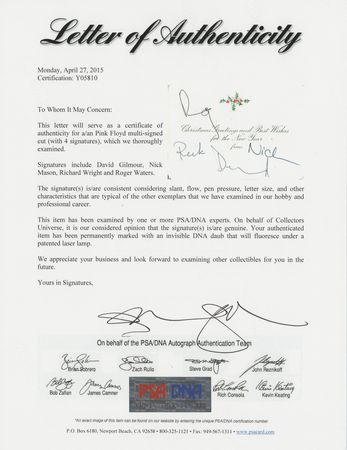 Lot #5155 Pink Floyd Signed Christmas Card - Image 2