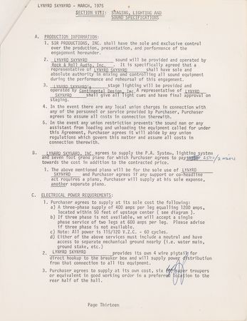 Lot #5302 Lynyrd Skynyrd 1975 Winterland Contract - Image 3