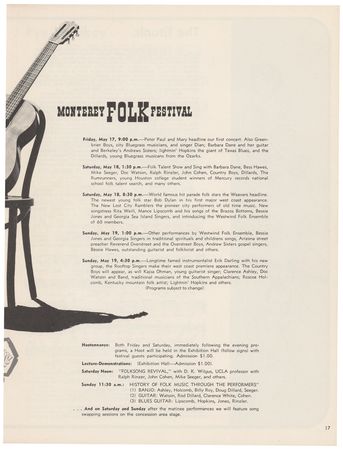 Lot #5079 Bob Dylan: First Annual 1963 Monterey Folk Festival Original Program - Image 3