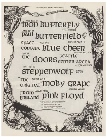 Lot #5160 Pink Floyd and The Doors 1968 Seattle Handbill - Image 1
