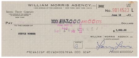 Lot #5252 Stevie Wonder Endorsed Check - Image 2