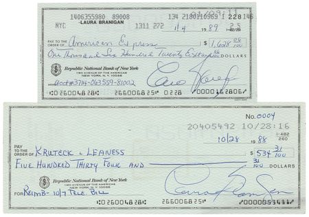 Lot #5373 Laura Branigan (2) Signed Checks