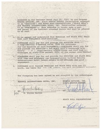 Lot #5321 Stevie Wonder: Ewart Abner Document Signed - Image 2