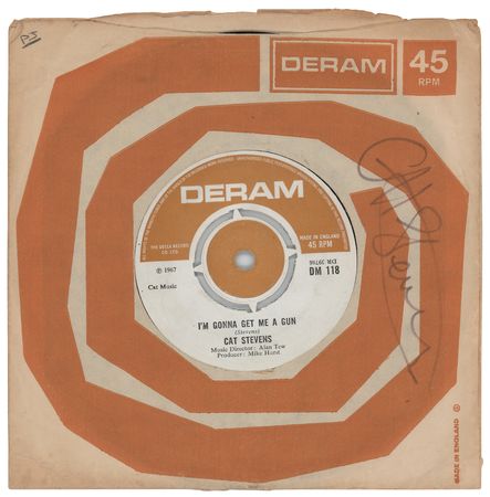 Lot #5315 Cat Stevens Signed 45 RPM Record - Image 1