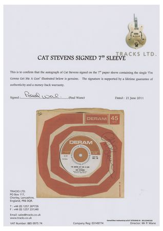 Lot #5315 Cat Stevens Signed 45 RPM Record - Image 2