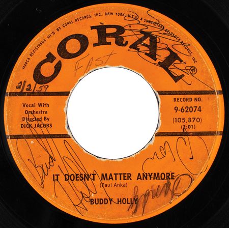 Lot #5178 The Day the Music Died: 45 RPM Record