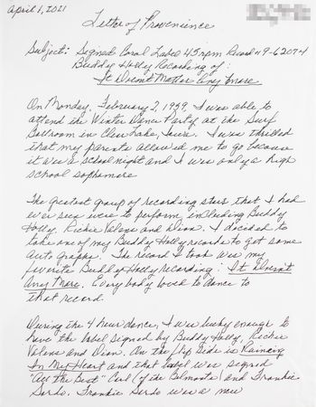 Lot #5178 The Day the Music Died: 45 RPM Record Signed by Buddy Holly and Ritchie Valens on the Eve of Their Final Concert - Image 7