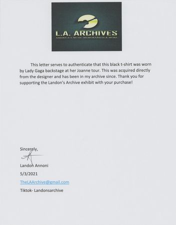 Lot #5457 Lady Gaga's Personally-Worn T-Shirt from Joanne Tour - Image 5