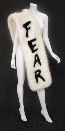 Lot #5459 Rihanna's Personally-Worn Paris Fashion Week 'Fear' Scarf - Image 1