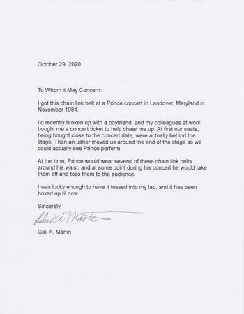 Lot #5455 Prince's Stage-Worn 'Purple Rain Tour' Waist Chain - Image 5