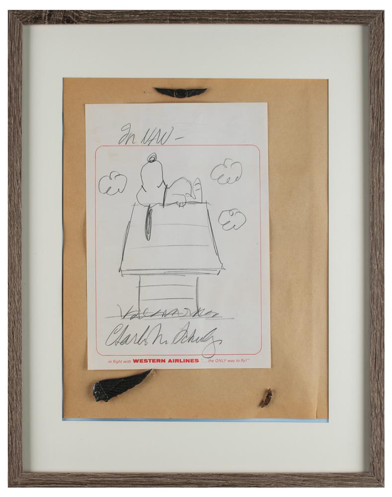 【保証書有】ピーナッツ リトグラフ Schulz氏 直筆サイン スヌーピー Charles Schulz Original Sketch of Snoopy | RR Auction