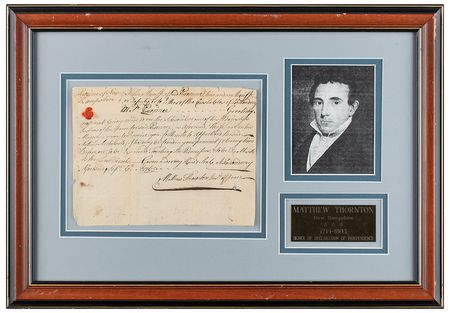 Lot #279 Matthew Thornton Autograph Document Signed - Image 1