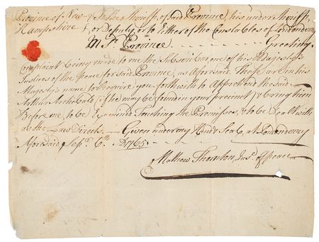 Lot #279 Matthew Thornton Autograph Document Signed - Image 2