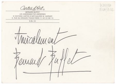 Lot #728 Bernard Buffet Signed Postcard - Image 1