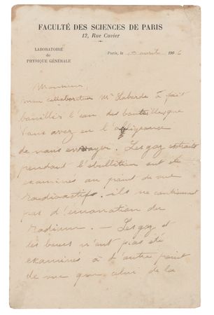 Lot #296 Pierre Curie Autograph Letter Signed - Image 1