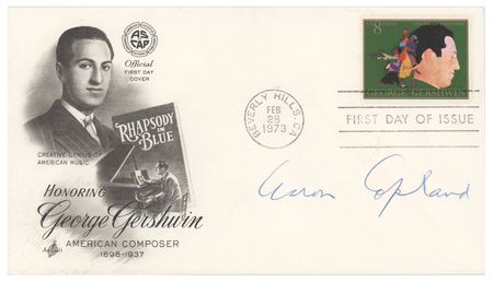 Lot #863 Aaron Copland Signed Photograph and FDC - Image 1