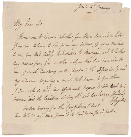 Lot #507 Marquis de Lafayette: Lafayette sends