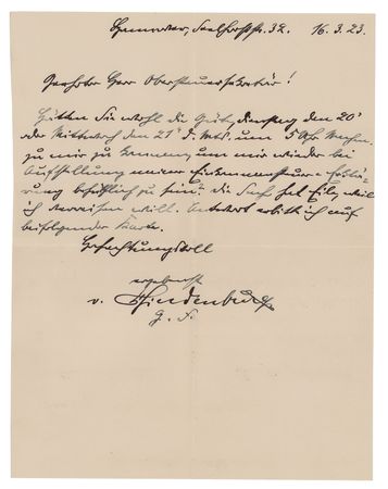 Lot #554 Paul von Hindenburg Autograph Letter Signed - Image 1